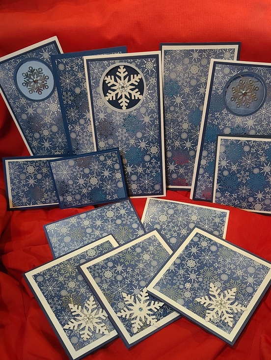 Hand Crafted Other - Festive Blue Snowflake Holiday Cards - 13 Pack of Asst Designs NWT